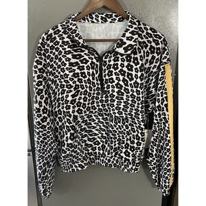 Goldsheep Cheetah Black White Half Zip Windbreaker Jacket NEW NWT Gift